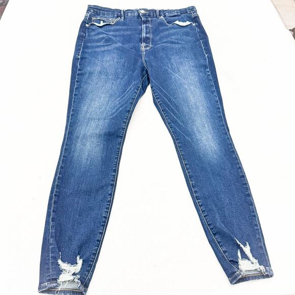 Good American Good Waist Blue309 GW067T Dark Wash Denim Jeans Size 20 - Picture 2 of 8